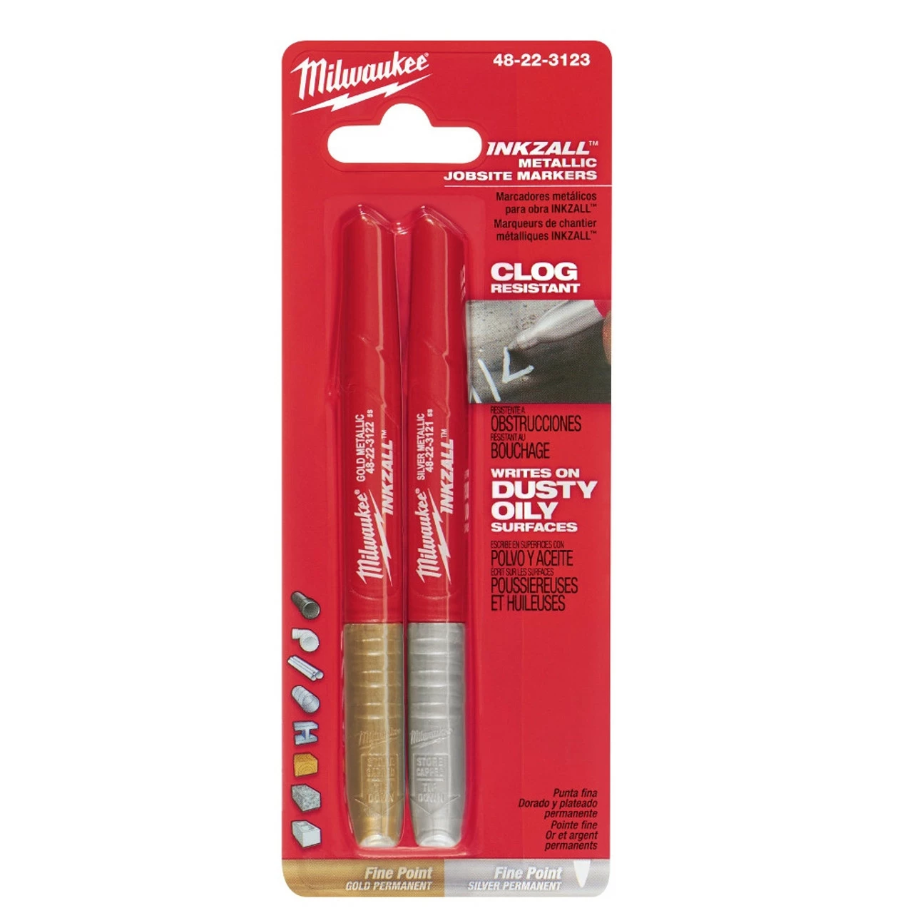 Milwaukee 48-22-3123 2PK INKZALL SilverGold/ Fine Point Markers 3 Milwaukee 48-22-3123 2PK INKZALL SilverGold/ Fine Point Markers