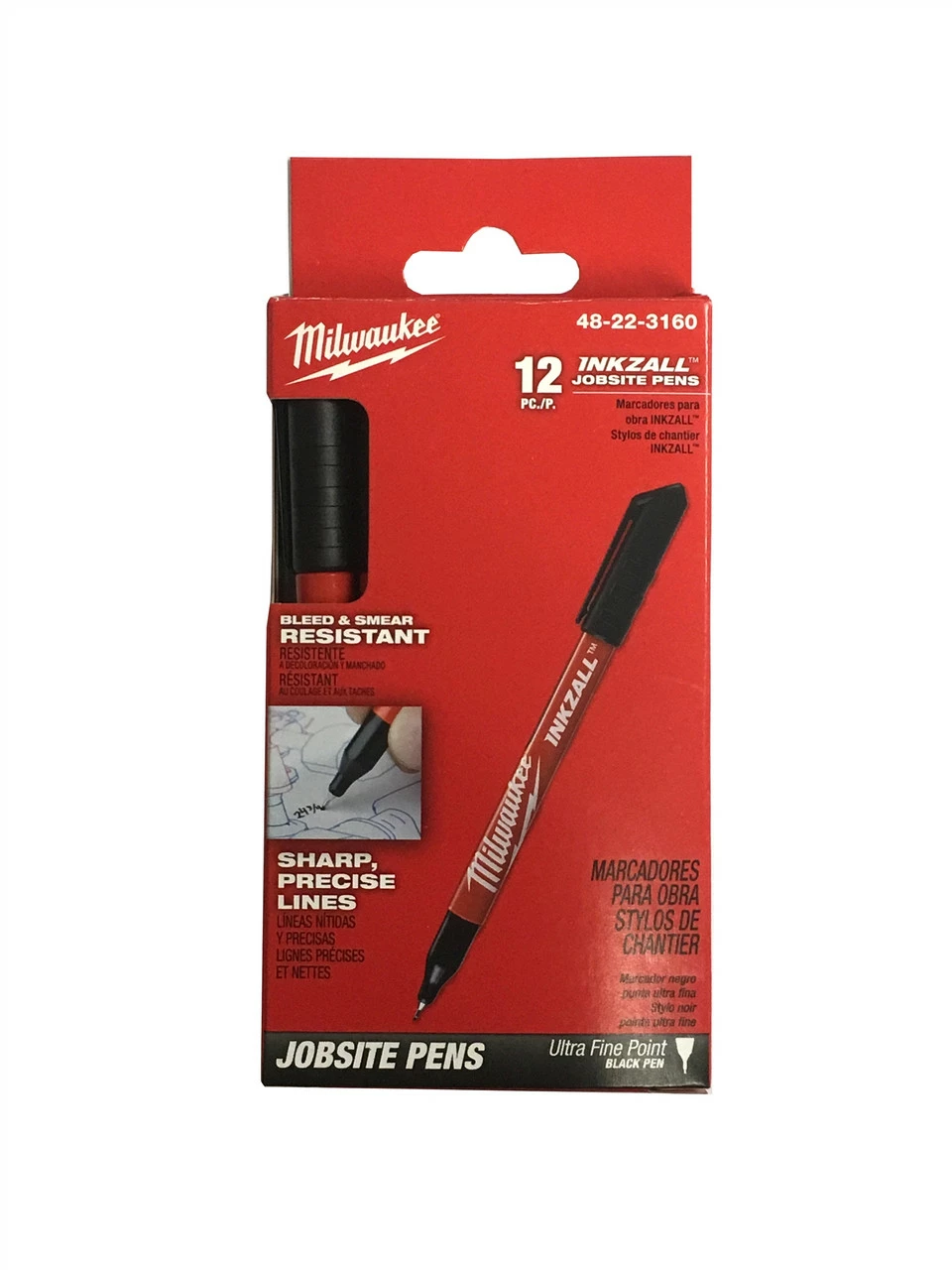 Milwaukee 48-22-3160 INKZALL Black Ultra Fine Point Pen (12 Pk) 3 Milwaukee 48-22-3160 INKZALL Black Ultra Fine Point Pen (12 Pk)