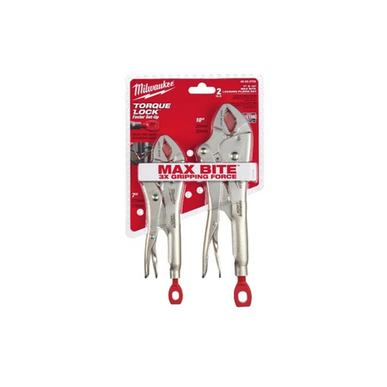 Milwaukee 48-22-3702 2 Pc. 7 & 10 In. Curved Jaw Locking Pliers With Max Bite 3 Milwaukee 48-22-3702 2 Pc. 7 & 10 In. Curved Jaw Locking Pliers With Max Bite