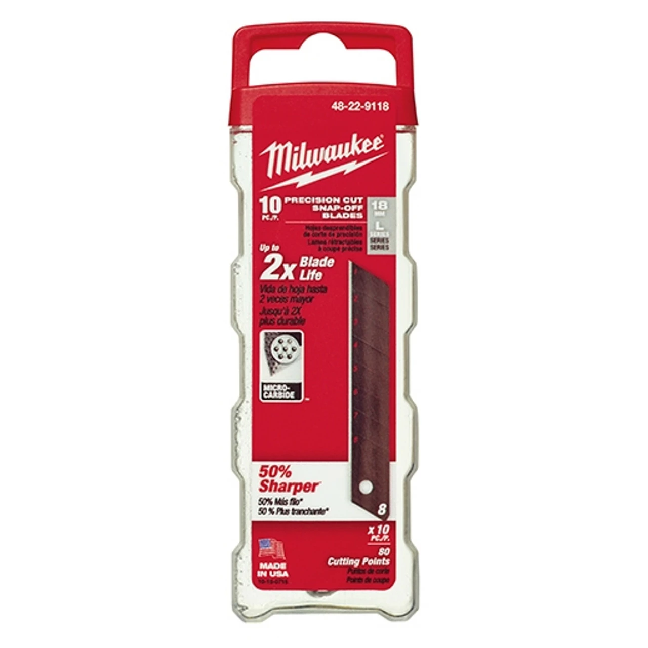 Milwaukee 48-22-9118 18mm Precision Snap Blades (10 PK) 3 Milwaukee 48-22-9118 18mm Precision Snap Blades (10 PK)
