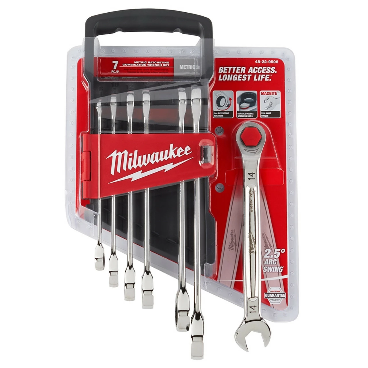 Milwaukee 48-22-9506 7pc Ratcheting Combination Wrench Set - Metric 3 Milwaukee 48-22-9506 7pc Ratcheting Combination Wrench Set - Metric