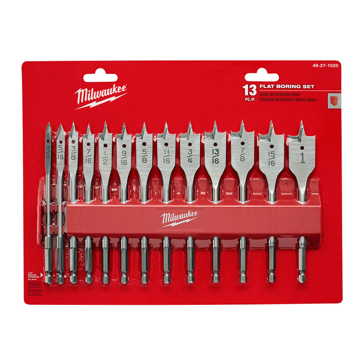 Milwaukee 48-27-1520 13 Pc Flat Boring Bit Set 3 Milwaukee 48-27-1520 13 Pc Flat Boring Bit Set
