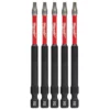 Milwaukee 48-32-4574 SHOCKWAVE 3-1/2 Impact Square Recess #2 Power Bits 5 Pk -GREATLAKESPOWERTOOLS Sales 48 32 4574 25046.1702661587