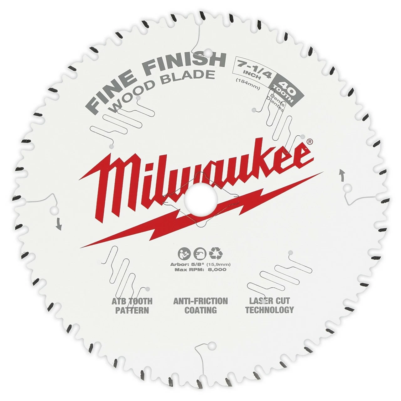 Milwaukee 48-40-0726 7-1/4 In. 40T Fine Finish Circular Saw Blade 3 Milwaukee 48-40-0726 7-1/4 In. 40T Fine Finish Circular Saw Blade