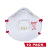 Milwaukee 48-73-4014 10 Pk N95 Valved Respirator -GREATLAKESPOWERTOOLS Sales 48 73 4014 95380.1660063391