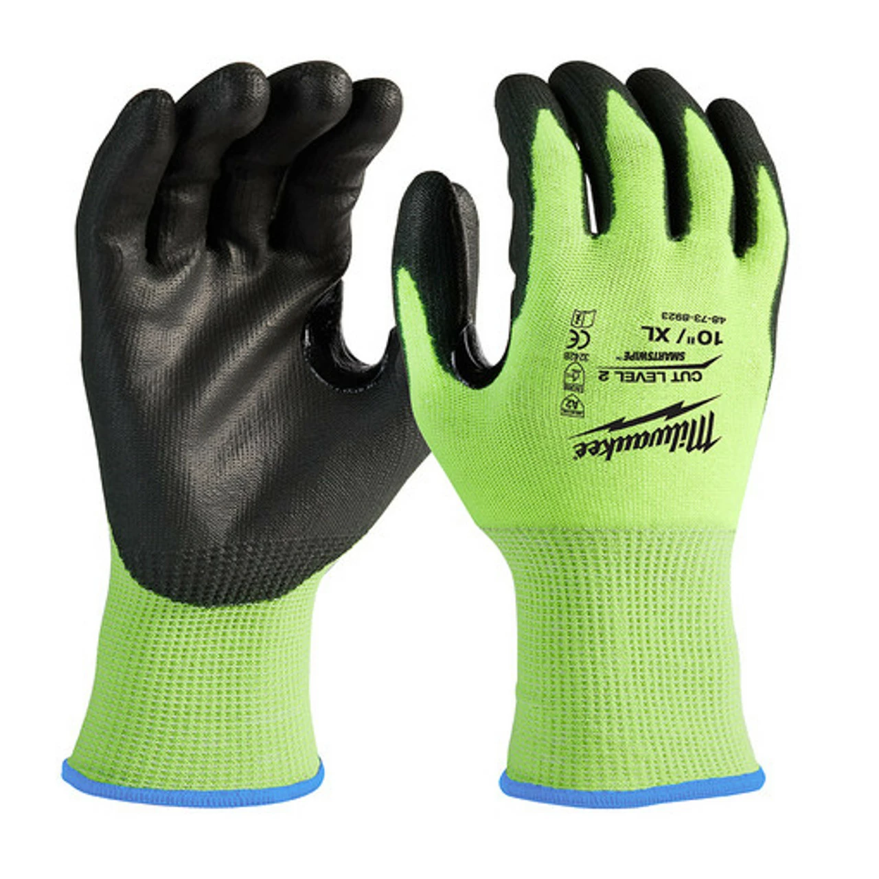 Milwaukee 48-73-8923 High-Visibility Cut Level 2 Polyurethane Dipped Gloves XL 3 Milwaukee 48-73-8923 High-Visibility Cut Level 2 Polyurethane Dipped Gloves XL