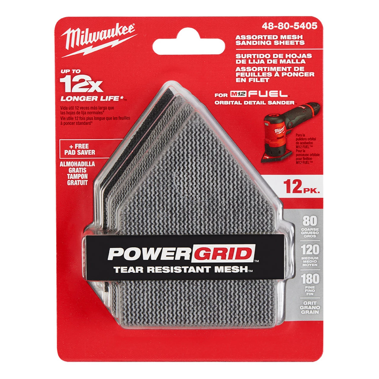 Milwaukee 48-80-5405 Assorted Grit Mesh Sanding Sheets 3 Milwaukee 48-80-5405 Assorted Grit Mesh Sanding Sheets
