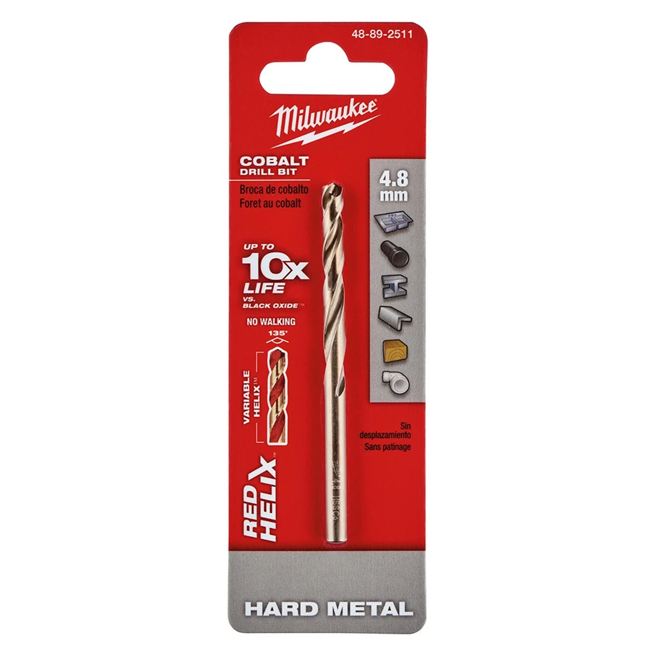 Milwaukee 48-89-2511 4.8 Mm RED HELIX Cobalt Drill Bit - Metric 3 Milwaukee 48-89-2511 4.8 Mm RED HELIX Cobalt Drill Bit - Metric