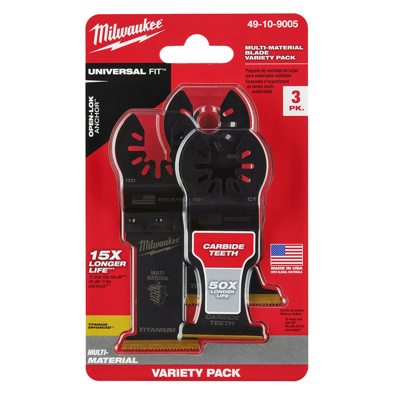 Milwaukee 49-10-9005 OPEN-LOK 3pc Blade Variety Pack 3 Milwaukee 49-10-9005 OPEN-LOK 3pc Blade Variety Pack
