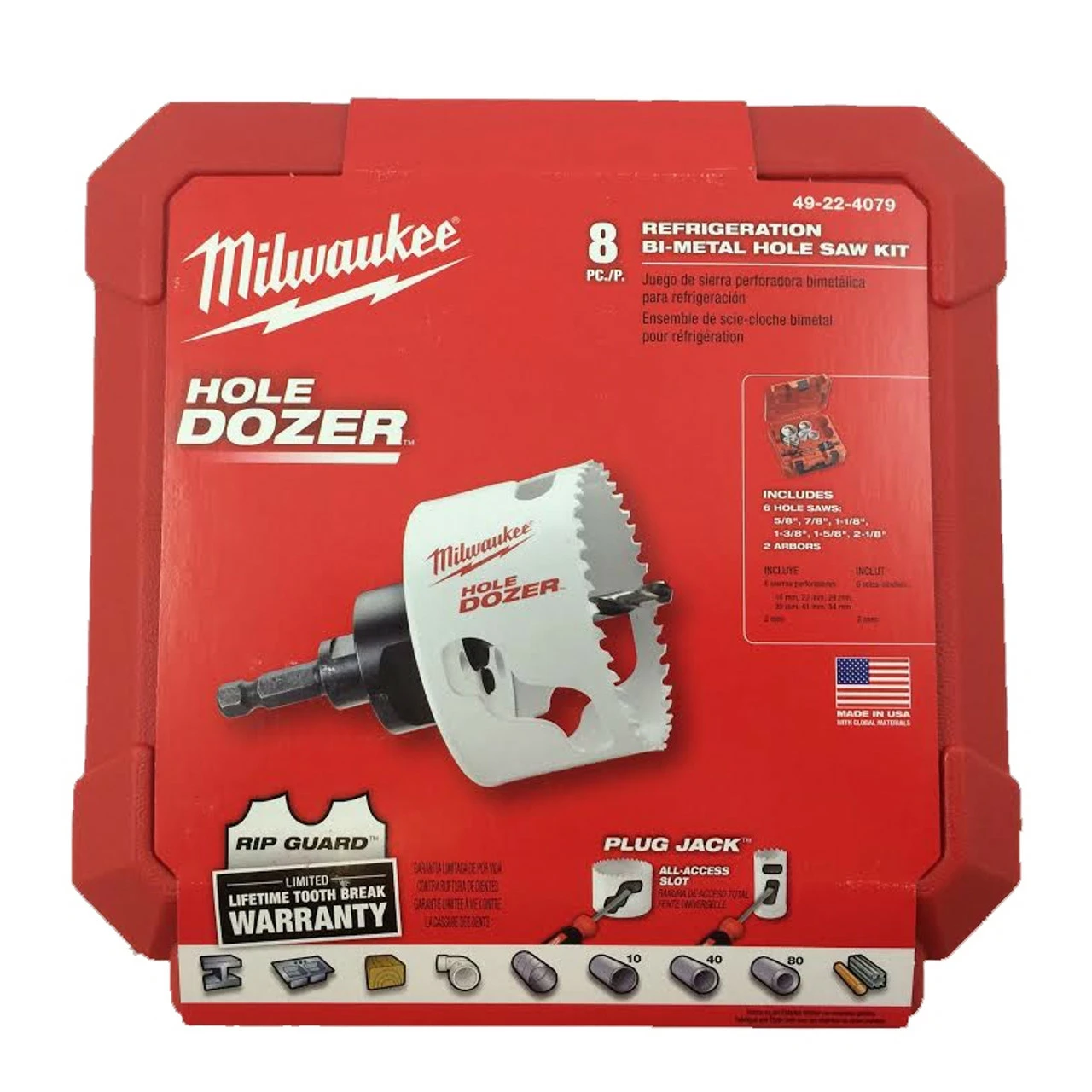 Milwaukee 49-22-4079 8 Pc Refrigeration Bi-Metal Hole Saw Kit 3 Milwaukee 49-22-4079 8 Pc Refrigeration Bi-Metal Hole Saw Kit