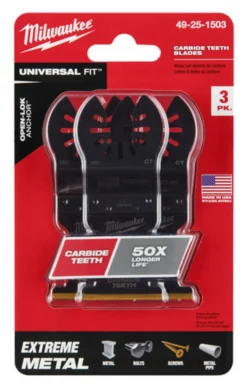 Milwaukee 49-25-1503 OPEN-LOK 1-3/8 In. Titanium Enhanced Carbide Teeth Metal Blade 3 Pk