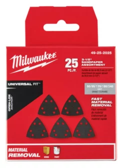 Milwaukee 49-25-2025 OPEN-LOK 3-1/2 In. Triangle Sandpaper Variety Pack 25 Pc