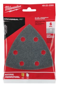 Milwaukee 49-25-2080 3-1/2 In. 80 Grit Triangle Sandpaper 6 Pk