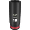 Milwaukee 49-66-6160 SHOCKWAVE Impact Duty 3/8 Drive 18mm Deep 6 Point Socket -GREATLAKESPOWERTOOLS Sales 49 66 6160 45420.1648046494