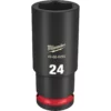 Milwaukee 49-66-6285 SHOCKWAVE Impact Duty 1/2 In. Drive 24MM Deep 6 Point Socket -GREATLAKESPOWERTOOLS Sales 49 66 6285 94851.1657557207
