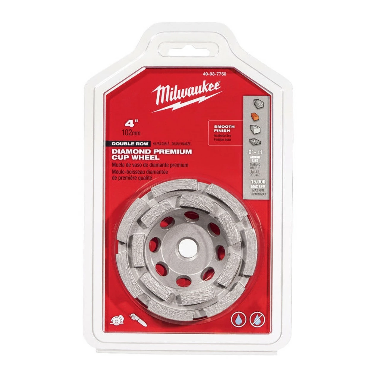 Milwaukee 49-93-7750 4 In. Diamond Cup Wheel Double Row 3 Milwaukee 49-93-7750 4 In. Diamond Cup Wheel Double Row