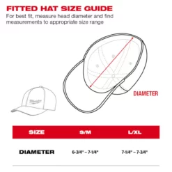 Milwaukee 504B-LXL Black Fitted Hat L/XL -GREATLAKESPOWERTOOLS Sales Fitted Hat Sizing Guide 73608.1667568232.1280.1280 01419.1667568561.1280.1280 52309.1679586814